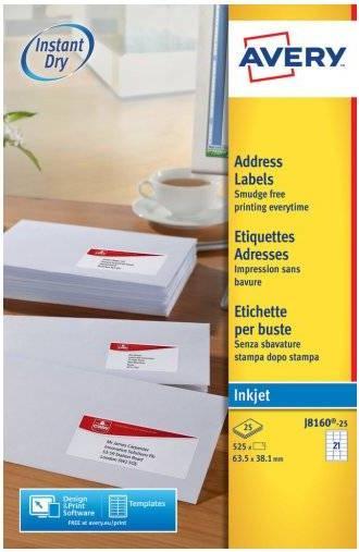 Actual product image Avery J8160-25 correspondence label White