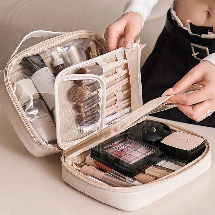 Produktbild Only-Bags.Store Mehrschichtige quadratische Kosmetiktasche Wasserdichtes PU Reise Makeup Etui