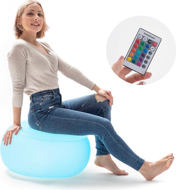 Produktbild InnovaGoods Aufblasbarer Hocker mit LED-Beleuchtung - Transparent