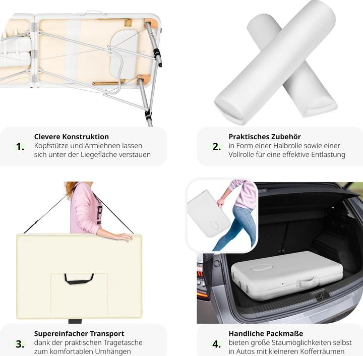 Actual product image tectake Massage table 3 zone with carry back and bolsters
