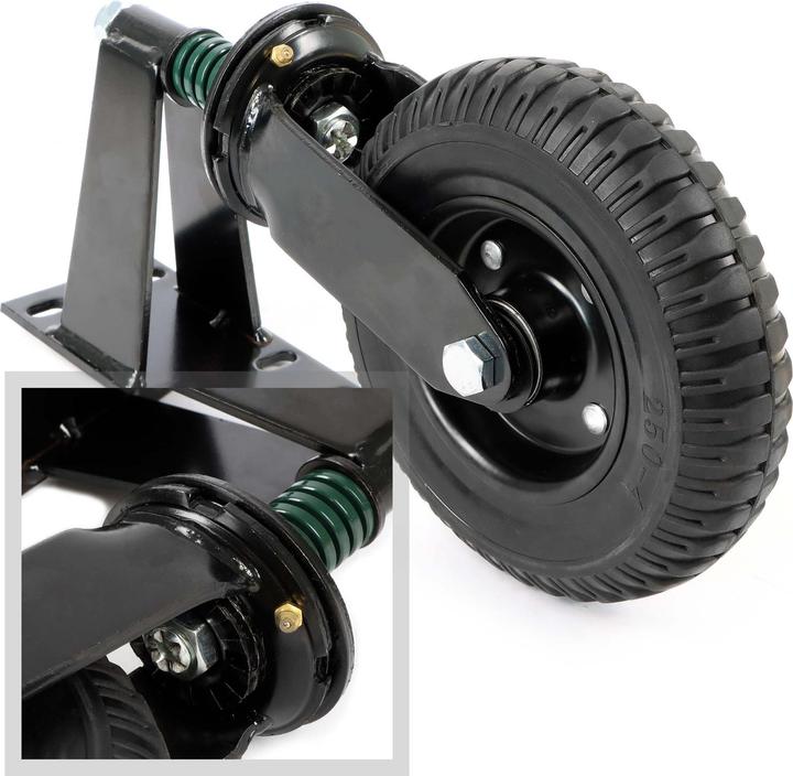 Actual product image Wiltec Spring Loaded Gate Wheel 200 mm 275 kg Castor Brake Jockey