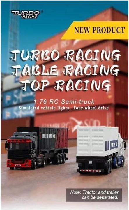 Produktbild Turbo Racing Lastwagen C50 mit Anhänger Weiss, 1:76, RTR (RTR Ready-to-Run)