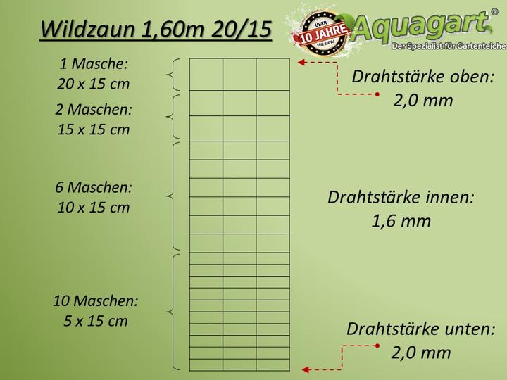 Immagine prodotto Aquagart 50m Wildzaun Forstzaun 160/20/15+ Pfosten + Spanndraht