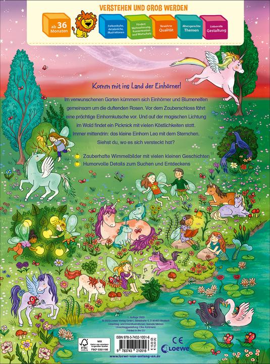 Immagine prodotto Wo ist das kleine Einhorn? (Tedesco, Isabella Metzen, Loewe Wimmelbücher, Loewe I miei primi libri, 2023)