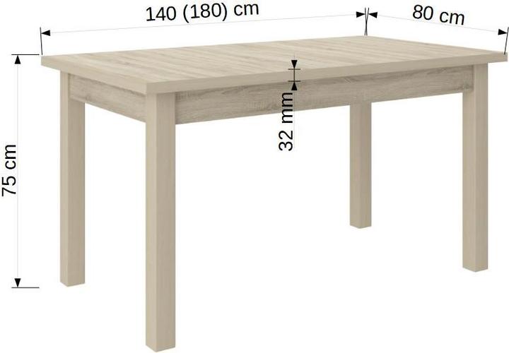 Image du produit ADRK Furniture Ensemble table et chaises RODOS 52 (140 x 80 x 75 cm)