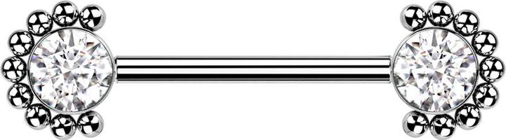 Produktbild Star Piercing Threadless Barbell silber front Kugelhalbblume Kristall silber (Titan G23, ohne Messing)