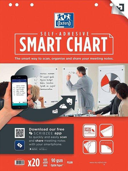 Produktbild Oxford Flipchartblock, 60 x 80 cm, blanko, selbstklebend, 20 Blatt, gerollt, Karton à 3 Stück