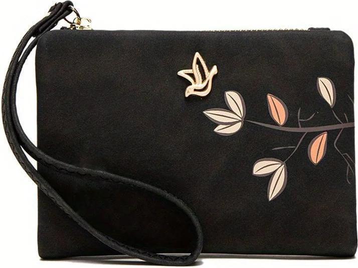 Produktbild Only-Bags.Store Stilvolle kurze Brieftasche mit Handschlaufe - Kartenhalter mit Blumenmuster in Beige, kompakte