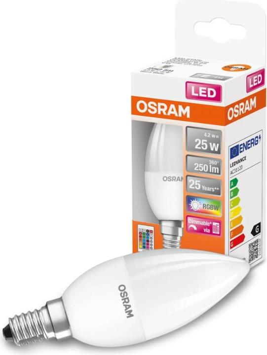 Actual product image Osram Led Retrofit Rgbw Lamps With Remote Control (E14, 25 W, 250 lm, 1 x, G)