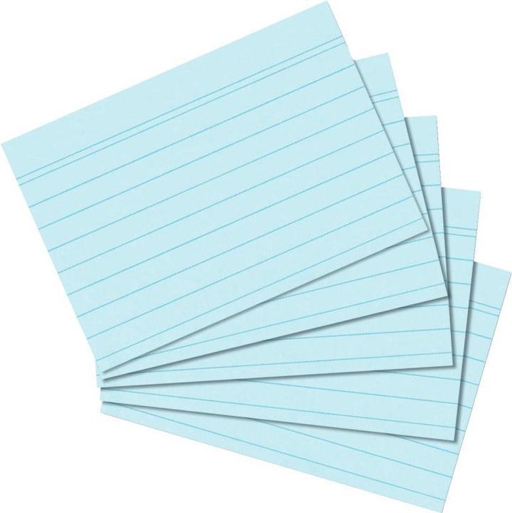 Herlitz Index cards, DIN A7, lined, blue made of paper, 170 g-sqm, woodfree, line color: blue, double (A7, 170 g/m², 100 x)