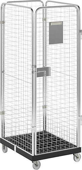 Immagine prodotto eurokraft basic Rollcontainer con pareti in griglia, 4 lati utili, nero / zincato. (500 kg)