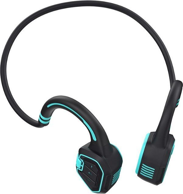 Produktbild A4Tech EVOLVEO BoneSwim MP3 16GB, bluetooth bezdrátová sluchátka s mikrofonem na lícní kosti, modré (Kabellos)
