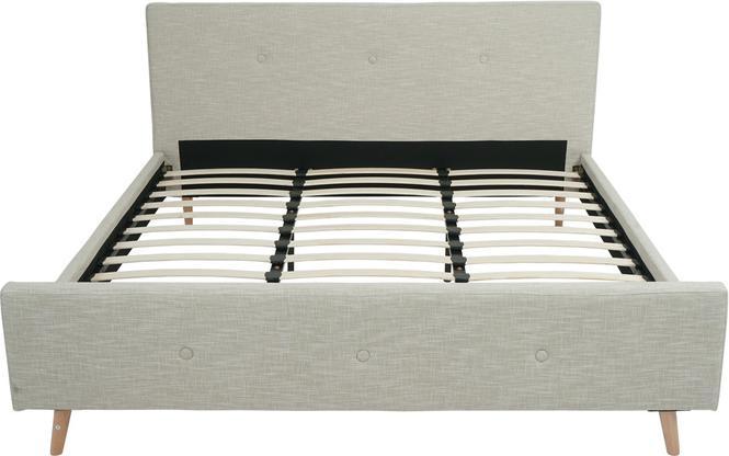 Produktbild Swisshandel24 Polsterbett HWC-J98, Bett Doppelbett Bettgestell mit Lattenrost, Massivholz 180x200cm creme-beige (180 x 200 cm)