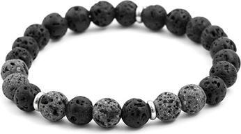 Beneto Beaded bracelet made of lava stone MINK77 / 17 - Length: 17 cm (17 cm, Lava Stein)