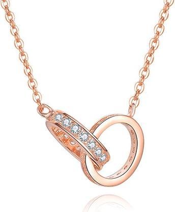 Immagine prodotto Beneto Collana placcata in oro con anelli collegati AGS1229 / 47-ROSE (L)