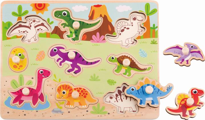 Actual product image Tooky Toy Dinosaur peg puzzle, TY859 (9 pieces)