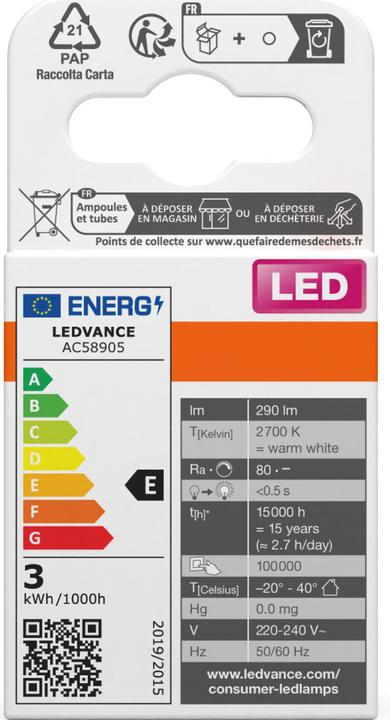 Energy Label Osram Pin (G9, 2.60 W, 290 lm, 1 x, E)