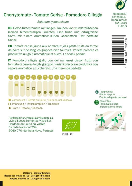 Image du produit Living Seeds Tomate cerise, yellow Submarine (Graines de légumes)