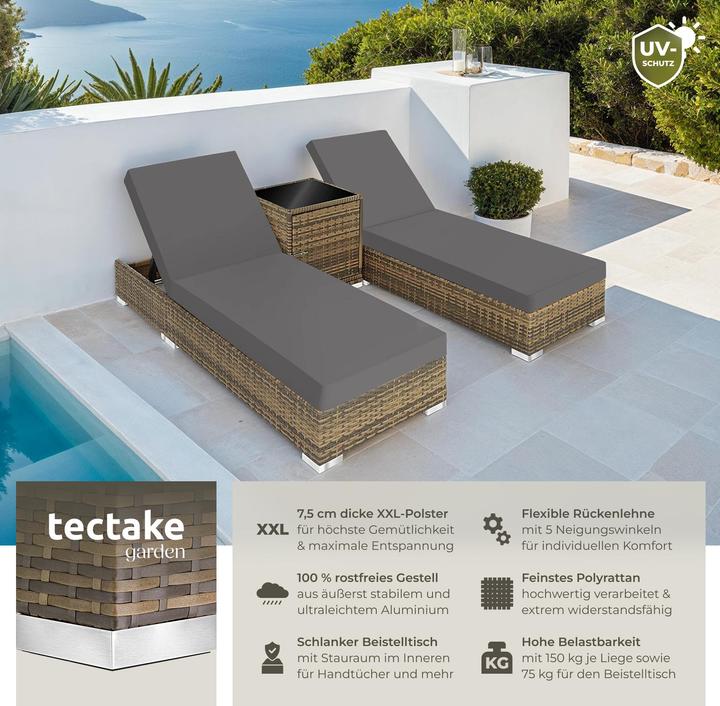 Produktbild tectake Sonnenliegen Rattan (184 cm)