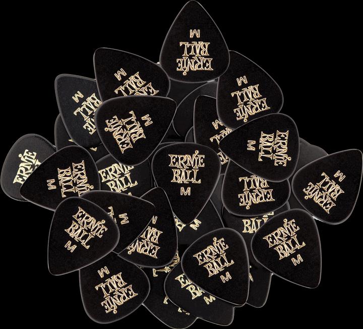 Ernie Ball Plettri, Celluloide, Medio, Nero, 144 pezzi (144 x)