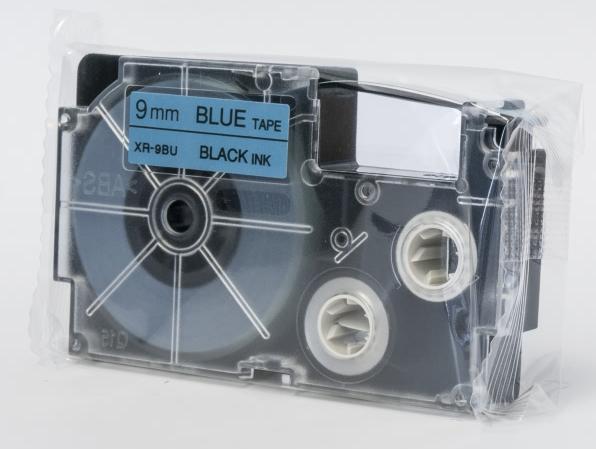 Actual product image Casio XR-9BU1, 9mm black on blue, 8 metres (0.90 cm, Blue)