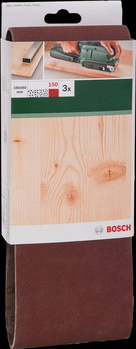 Actual product image Bosch Zubehör 3-piece sanding belt set for belt sander, red quality K = 150 (150)