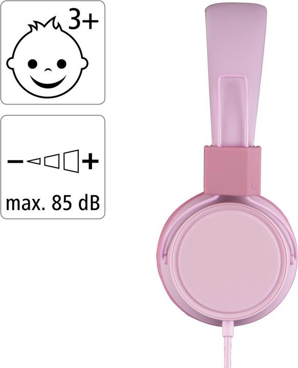 Image du produit Thomson HED8100P Casque d'écoute pour enfants, supra-auriculaire, avec câble, limiteur de volume, rose