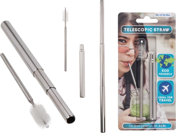 Actual product image Out of the blue Metal drinking straw tube extendable (1 x)