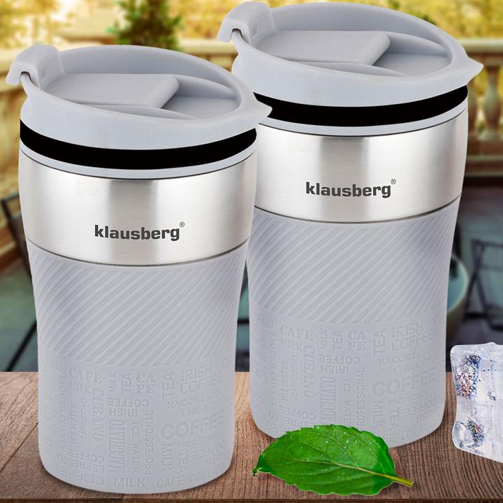 Image du produit Klausberg Lot de 2 mugs isothermes à double paroi, 280ml, gris (0.28 l)