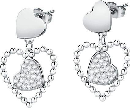 Actual product image Morellato Romantic steel earrings Heart with crystals Dolcevita SAUA07