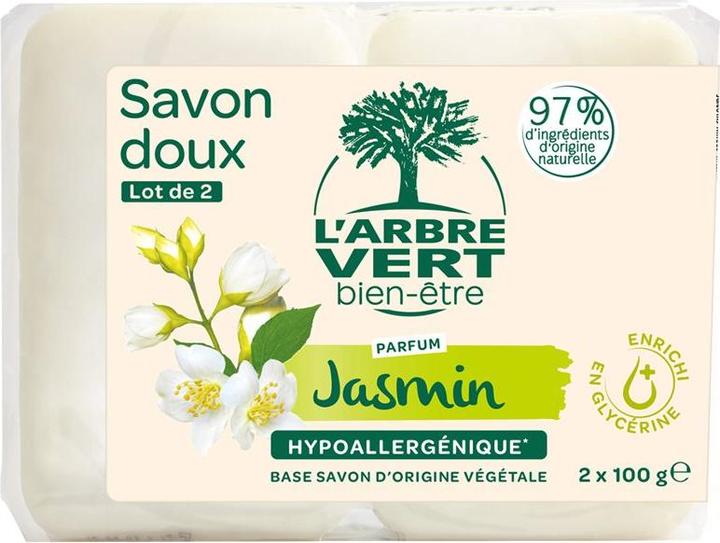 L'arbre vert Öko Seife mit Bio Jasmin Extrakten 2x100g (Hartseife)