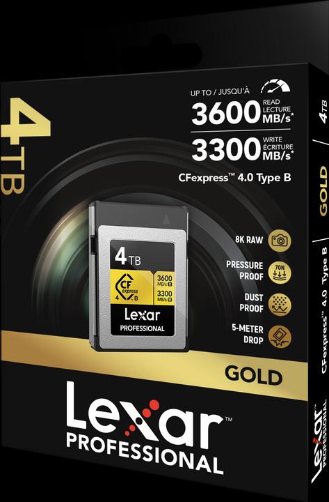 Image du produit Lexar 3600MB/s CFexpress 4.0 B 4TB Gold (4000 Go, CFexpress type B)