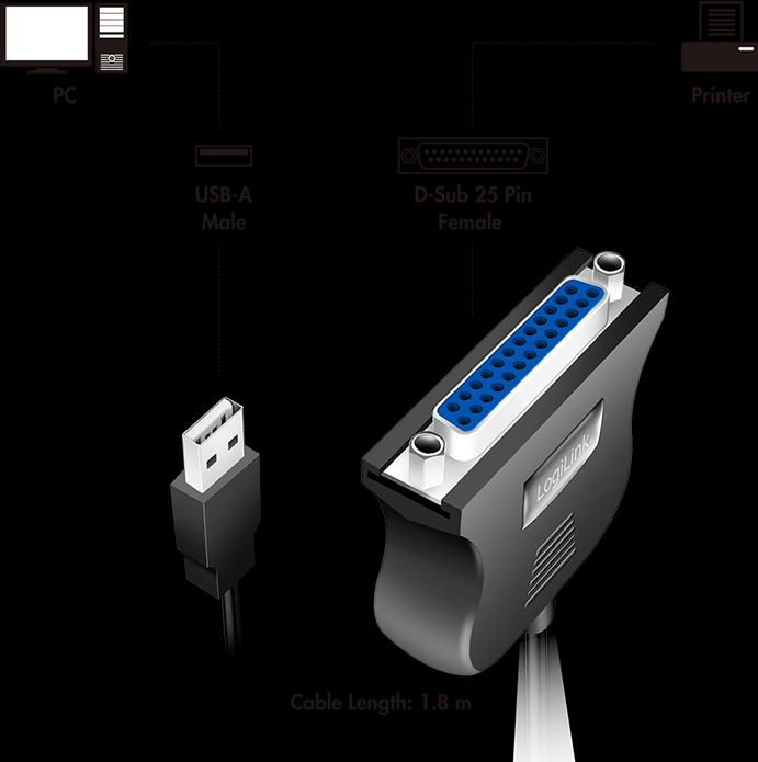 Produktbild LogiLink Ua0054a (1.80 m, Parallel (Drucker))
