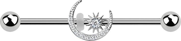 Actual product image Star Piercing Barbell silber mit Mond und Stern (Surgical steel 316L, Brass)