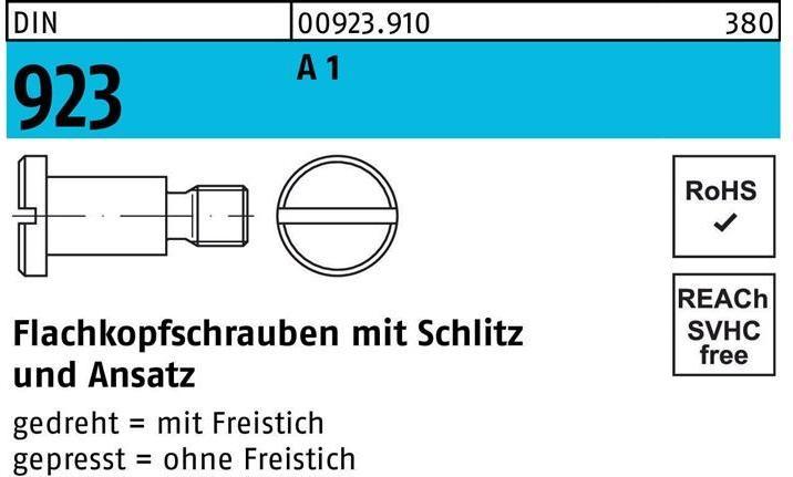 Produktbild Reyher Flachkopfschraube DIN 923 m.Schlitz/Ansatz M 8 x16 x11,0 A 1 (100 Schrauben pro Stück)