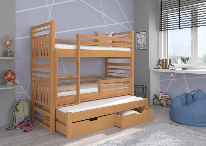 Produktbild ADRK Furniture Etagenbett verdreifachen mit Matratzen HIPPO 180x80 (180 x 80 cm)