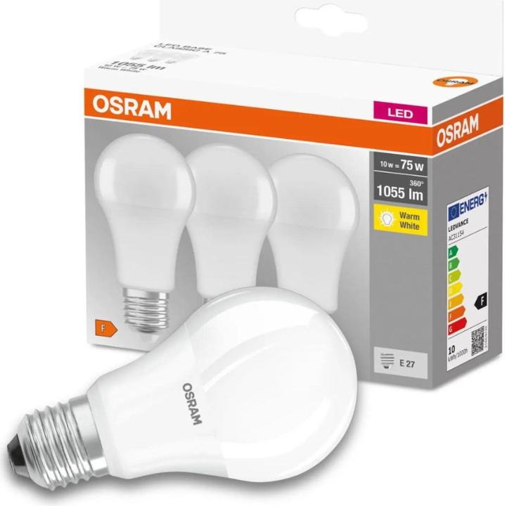 Image du produit Osram Led Base Classic A (E27, 10.50 W, 1055 lm, 3 x, F)