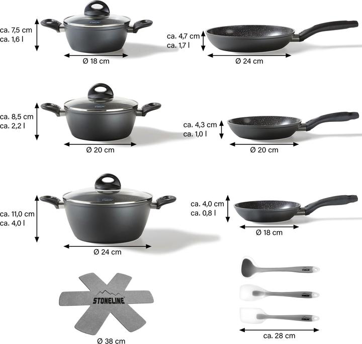 Image du produit Stoneline Set de casseroles (Ensemble de casseroles et de poêles de cuisson, Aluminium)