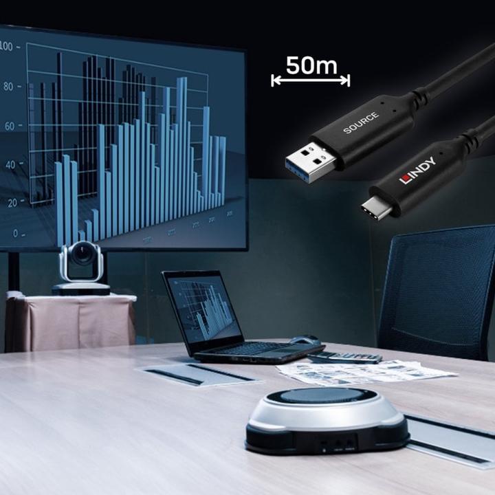Actual product image Lindy 50m USB 3.2 Gen 1 Typ A an C Hybridkabel (50 m, USB 3.2 Gen 1)
