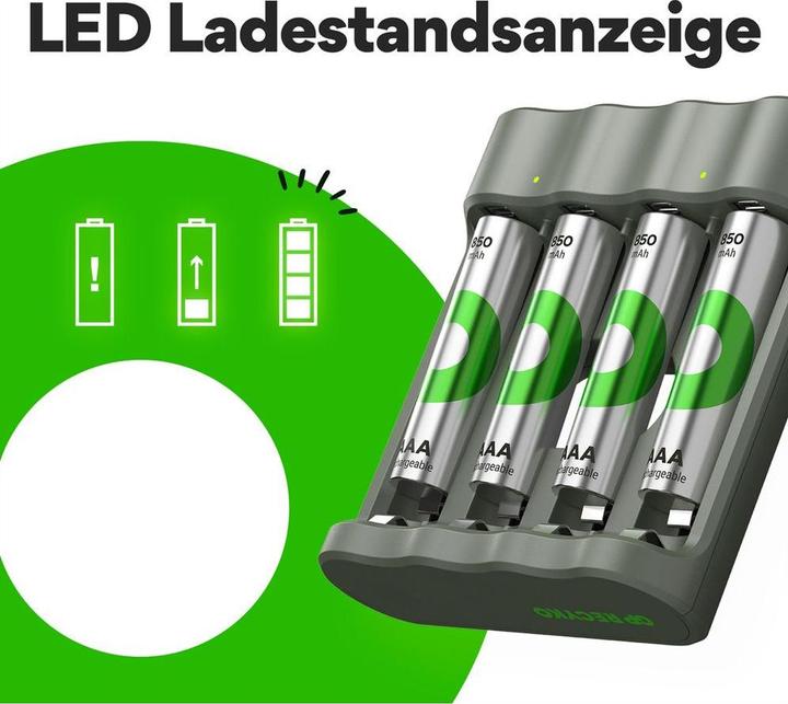Immagine prodotto GP Batteries Ricaricatore di batterie (1 pz., AAA, AA, 850 mAh, Batteria + Caricabatterie)