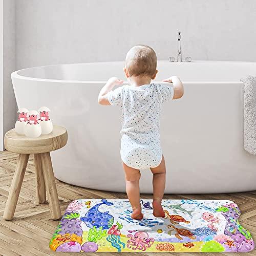 Produktbild Activity Board Rutschfeste Badematte für Kinder (100 x 40 cm), Badematte mit Meerestiermotiven und 200 Saugnäpfen