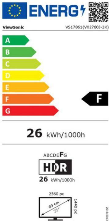 Label énergétique Viewsonic VX2780J-2K (2560 x 1440 pixels, 27.01")