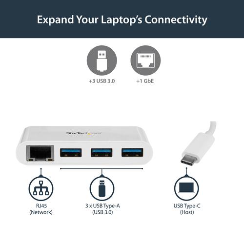 Immagine prodotto StarTech HUB USB 3.0 3PT + GBE - USB-C (USB-C, 3 Porti)