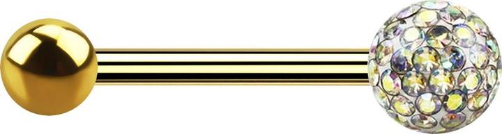 Image du produit Star Piercing Barbell plaqué or avec boule et boule de cristal multicolore époxy de protection (Titane G23, sans laiton)