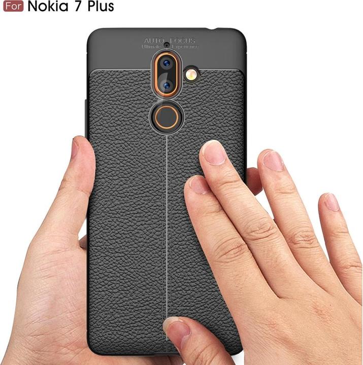Actual product image Screenguard Nokia 7 Plus Cover Leather Design TPU Cover (Nokia 7 Plus)