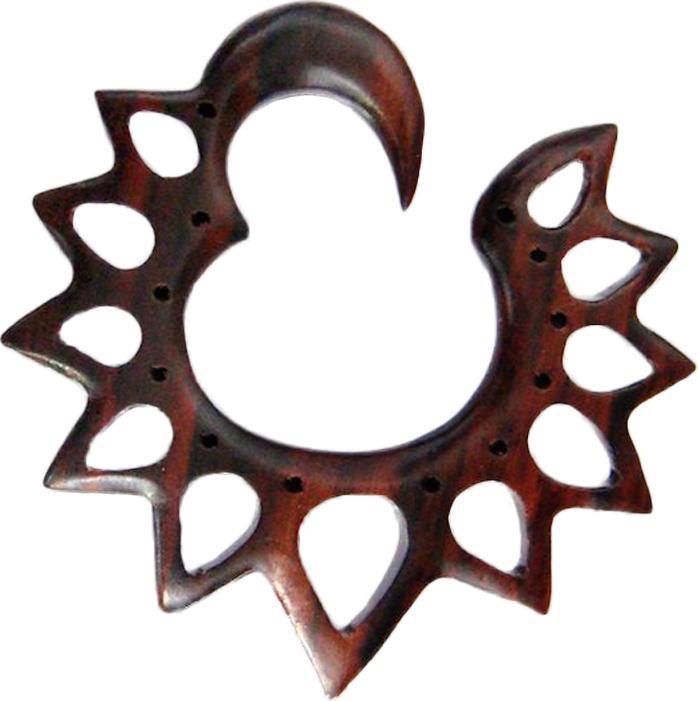 Actual product image Star Piercing Ear weight hook sunflower made of Narra wood (without brass, Organic)