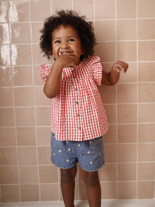 Image du produit Vertbaudet Short en jean bébé avec broderie florale (92)