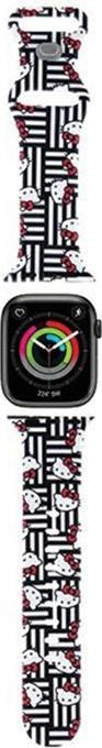 Actual product image Hello Kitty Pasek HKAWMSDIESK Apple Watch 38/40/41mm czarny/black strap Silicone Heads & Stripes (Silicone, Steel)