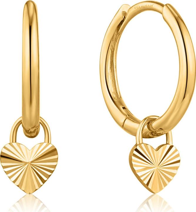 Actual product image Ania Haie 14kt Gold Heart Padlock Huggie Earrings (585 yellow gold)