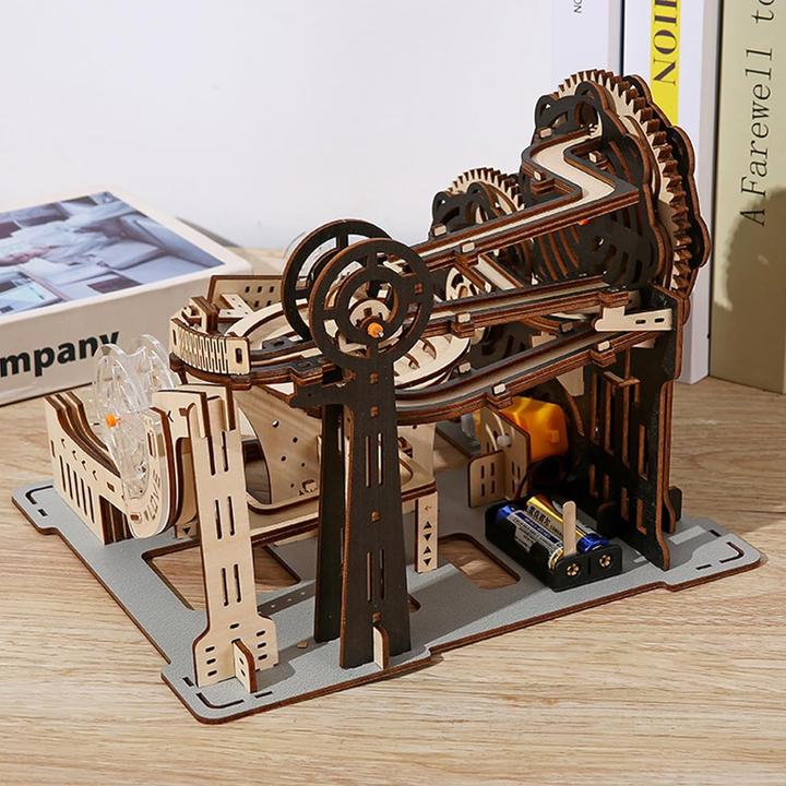 Immagine prodotto The Toy Company 3D Holz Kugelbahn, Murmelbahn Puzzle aus Holz, batteriebetrieben